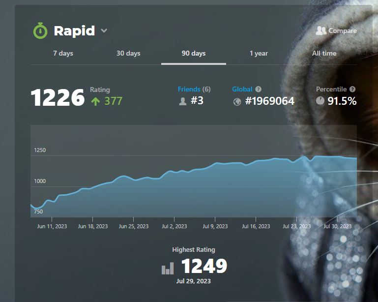 A screenshot of my elo and elo changes.